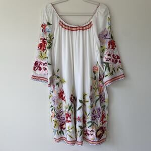 Sundance Catalog $188 White Embroidered Floral Keiko Blooms Dress Size S